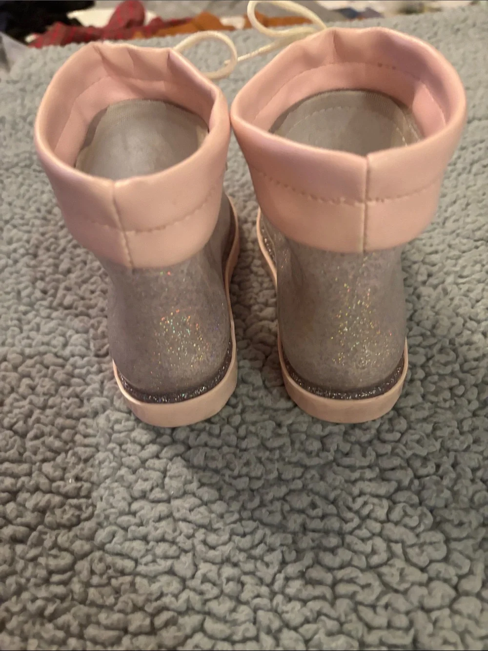 Mini Melissa Glitter Pink Cuff Rain Boots with Bow